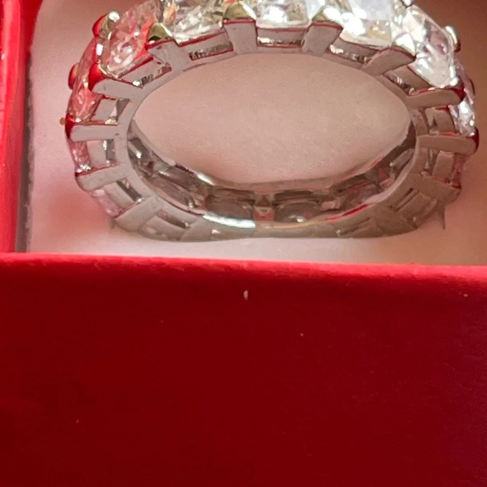 NIB Silver Plated Crystal Eternity Band Sz 8